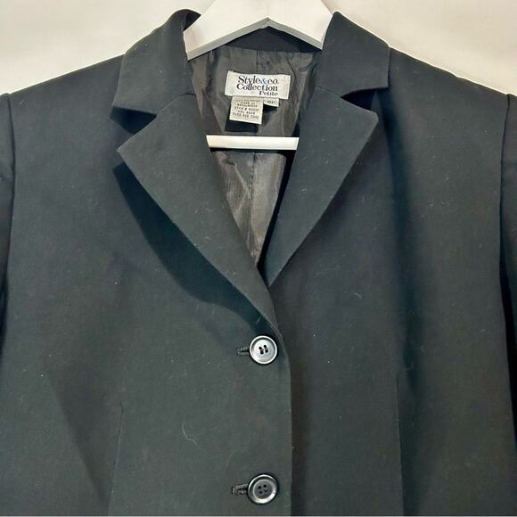 Style & Co Women’s Blazer Button Jacket Black Size 8 Petite FLAW - Picture 2 of 7